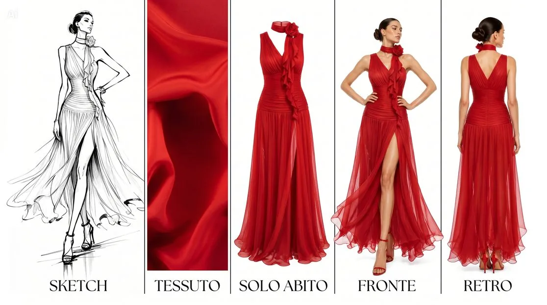 Sketch + Tessuto = Prodotto su Modella